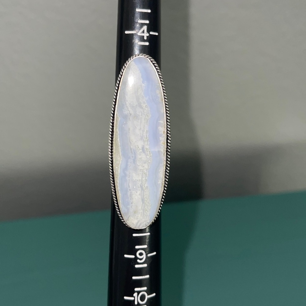 Sterling Silver Blue Lace Agate Ring Size 6.5